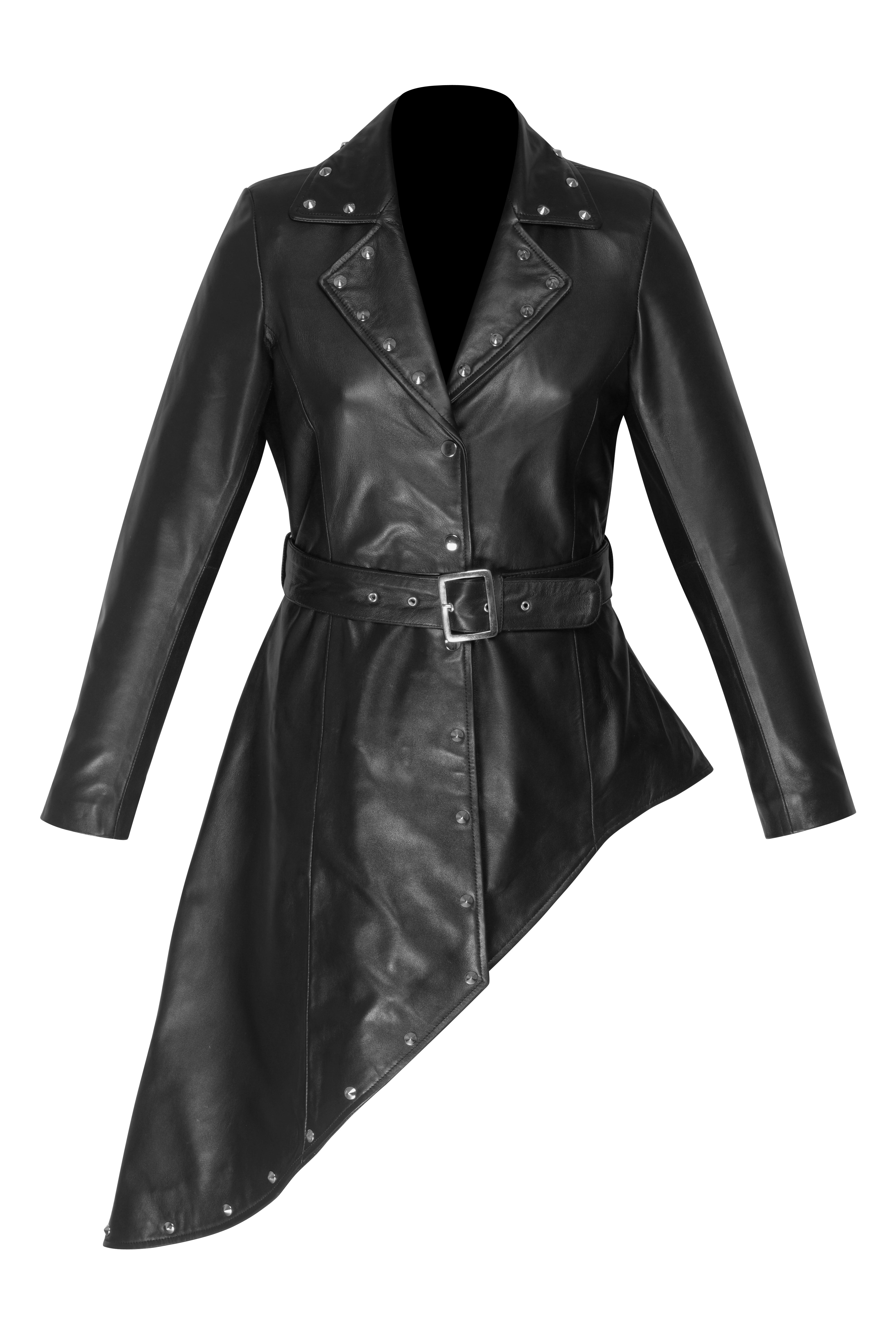 Vintage Black Leather Asymmetrical Bodice