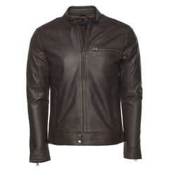 Arthur dark brown café racer leather jacket
