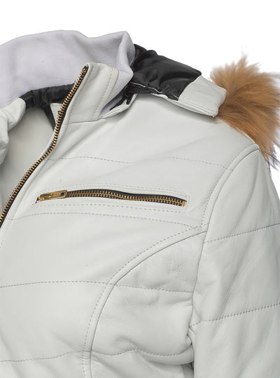 Snowy White golden puffer winter Jacket