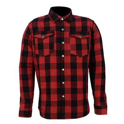 Red Moto Rider armored motorcycle flannel shirt