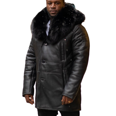 Cody's shearling trench coat with Fox Fur trims