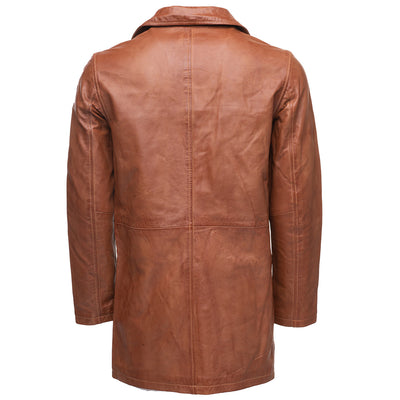 Logan English tan leather trench coat