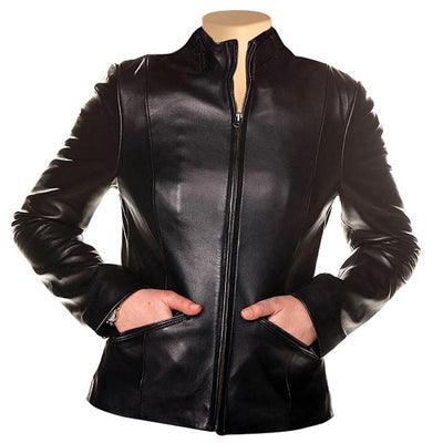Black Yesenia Leather Jacket for Women