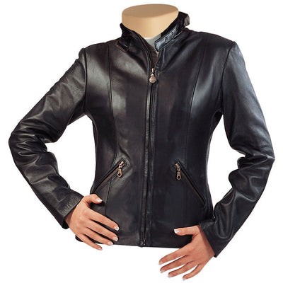 Front Zipper Women's Katherine Black Leather Jacket