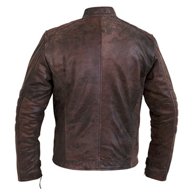 Cognac vintage cafe racer leather jacket