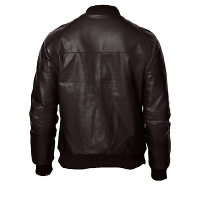 Black bomber style ribbed jacket - Lusso Leather - 2
