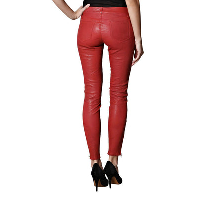 Comfortable Bright red leather pants for women