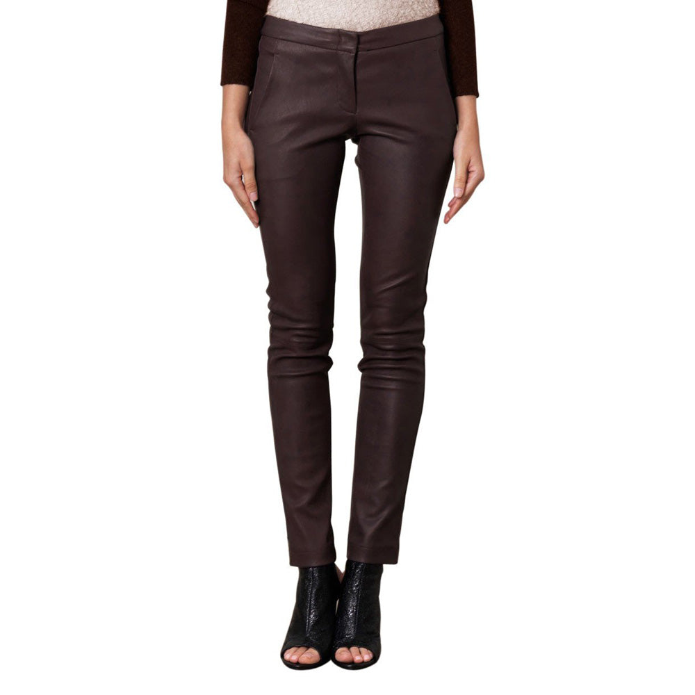 Burgundy leather pants (style #17), Casual Leather Pants – Lusso