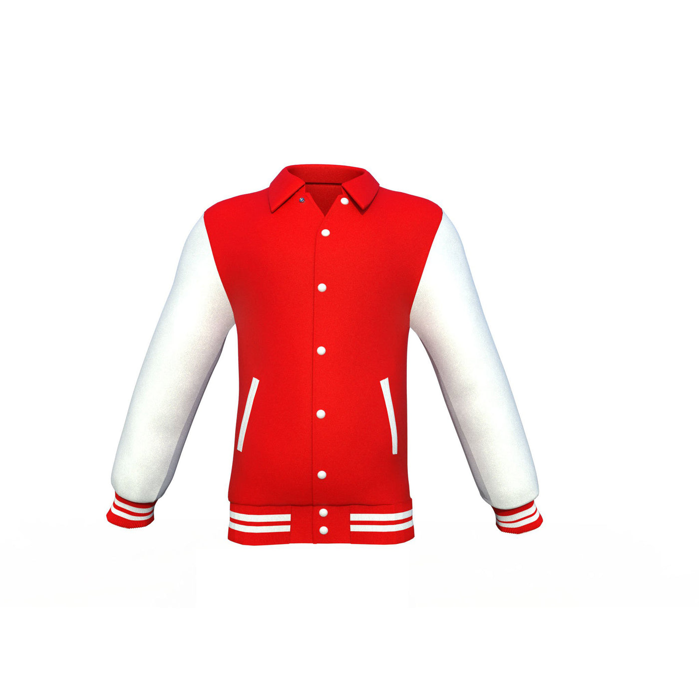 Soft and Cozy Jacket Red Varsity Letterman Jacket with White Sleeves