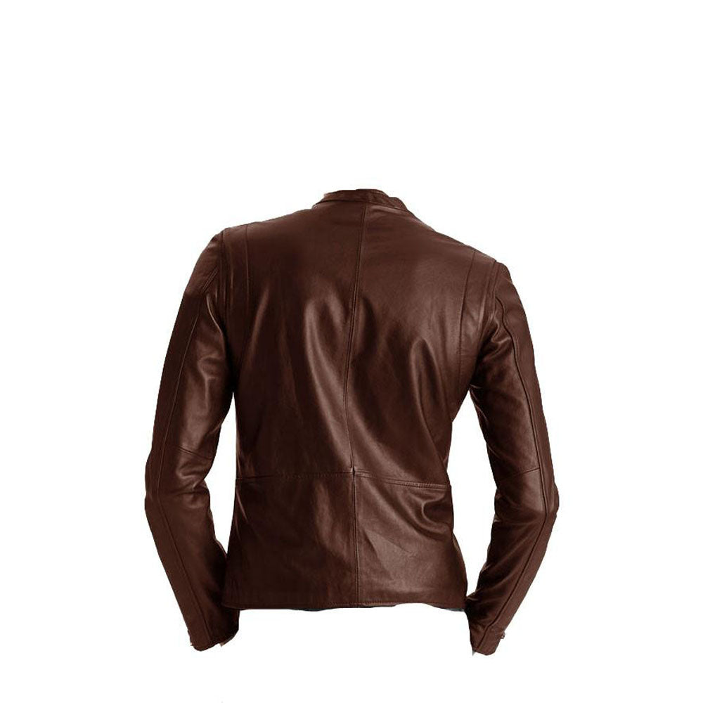Tan brown stylish leather jacket - Lusso Leather - 2