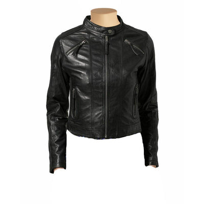 Warm and cozy cropped cafe racer leather jacket