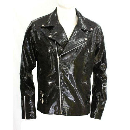 Snake print biker style leather jacket - Lusso Leather - 1