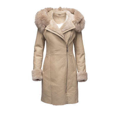 Style Gracie's Shearling Hooded Jacket with Fox Fur