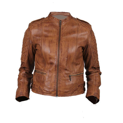 Women's moto style leather jacket - Lusso Leather - 1