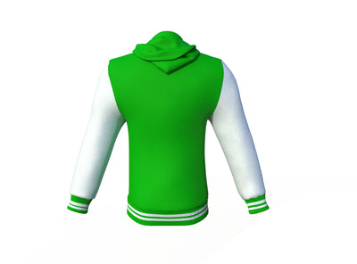 Gold Sleeves Light Green Varsity Letterman Jacket with White Sleeves