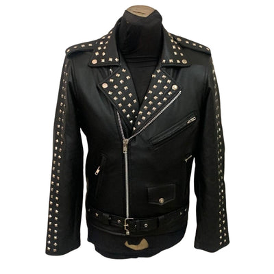 Trevor's studded black biker leather jacket