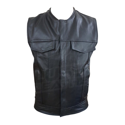 Leather Club Rider motorcycle vest with patch zippered lining