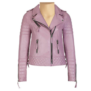 Womens Pink Biker Leather Jackets