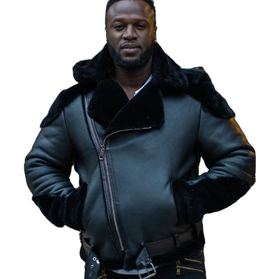 mens black shearling fur jackets 