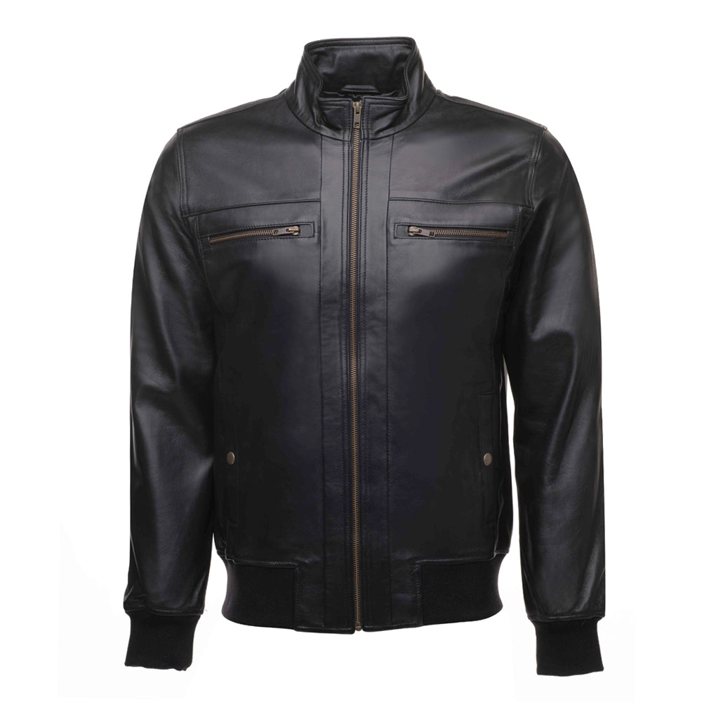 Messi Black Bomber style leather jacket
