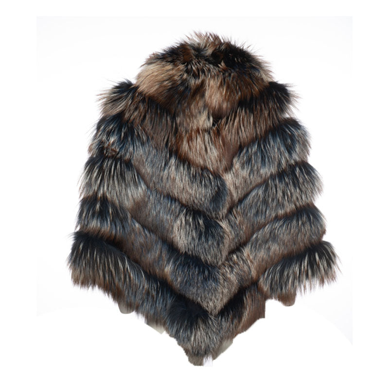 Women's Crystal fox fur cape/poncho