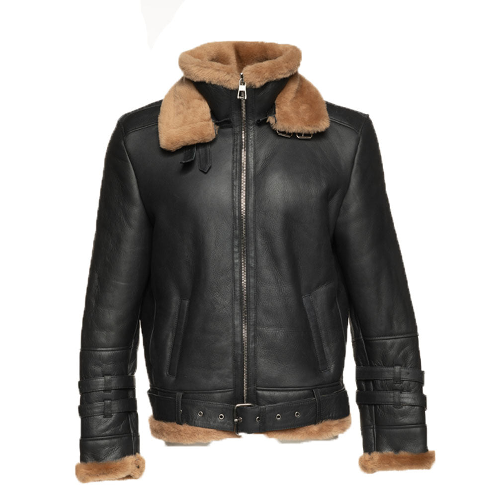 Viktor's black Aviator bomber shearling jacket and Coat – Lusso Leather
