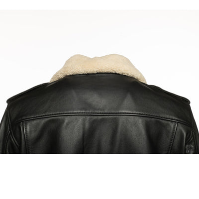 Alaric black bomber jacket with shearling collar
