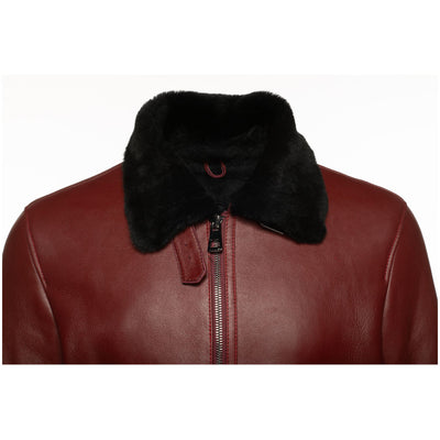 Aurelius burgundy bomber shearling jacket