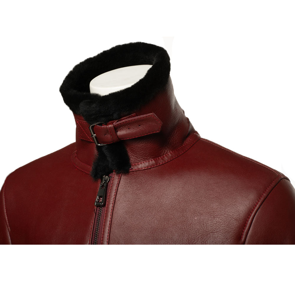 Aurelius Burgundy B3 bomber shearling jacket