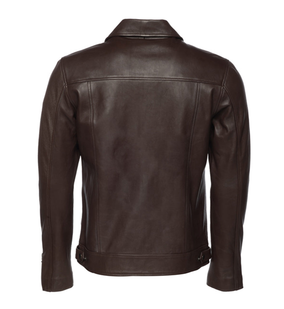 Brown leather jacket with collars