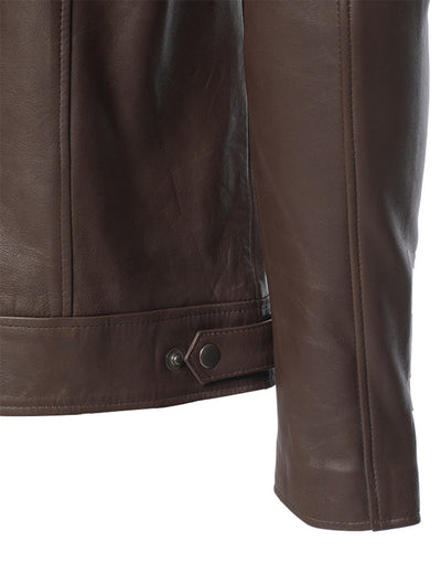 Brown leather jacket with collars