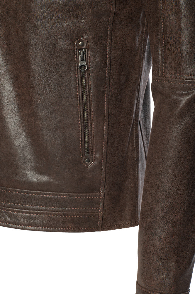 Arthur vintage brown café racer leather jacket