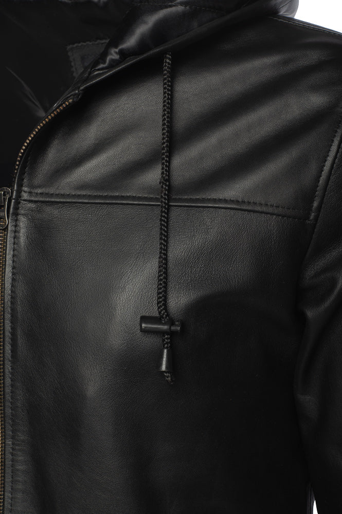 Jayden Black Leather Jacket Hoodie
