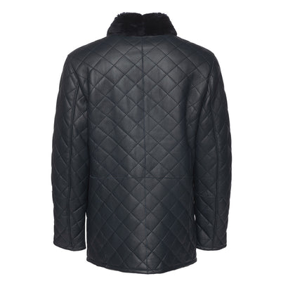 Drew Navy quilted sheepskin shearling coat