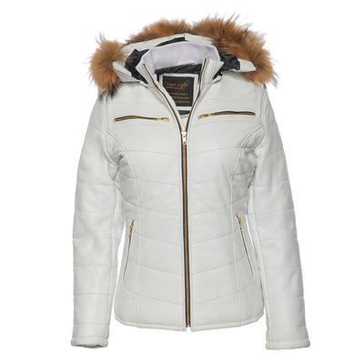 Snowy White golden puffer winter Jacket