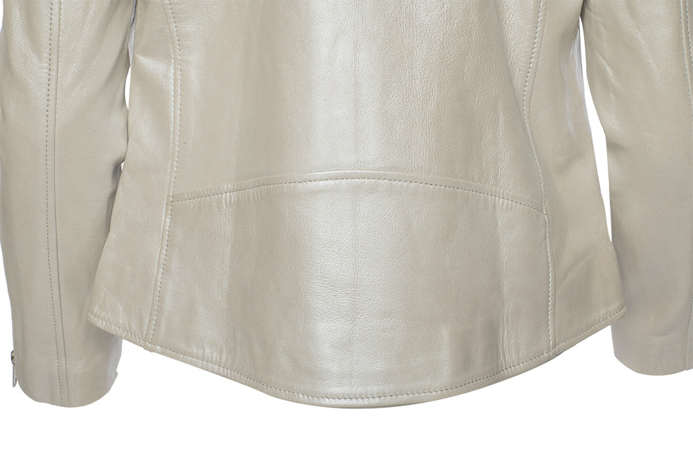 Women's metallic silver leather jacket