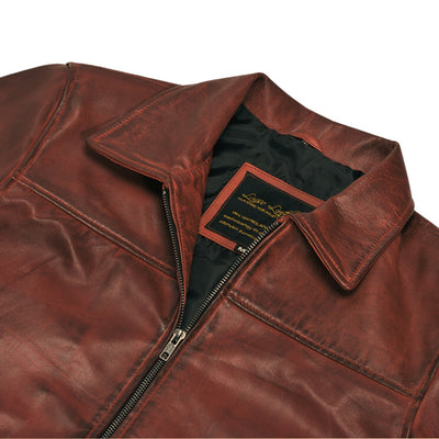 Boyd's Rust Leather Jacket with ribbed cuffs
