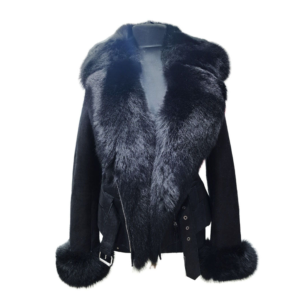 Azalea shearling jacket with large fox fur