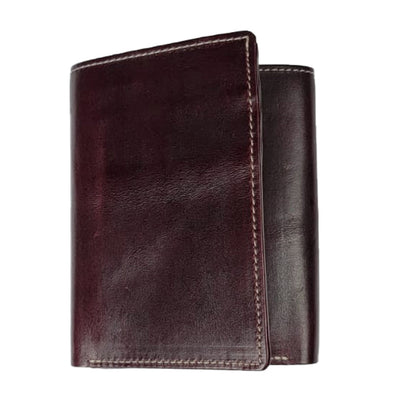 Burgundy Tri-fold Horsehide Leather wallet