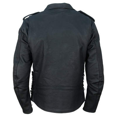Colin's Matte Leather Biker Jacket with side lacing