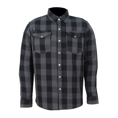 Grey armored motorcycle riding flannel shirt