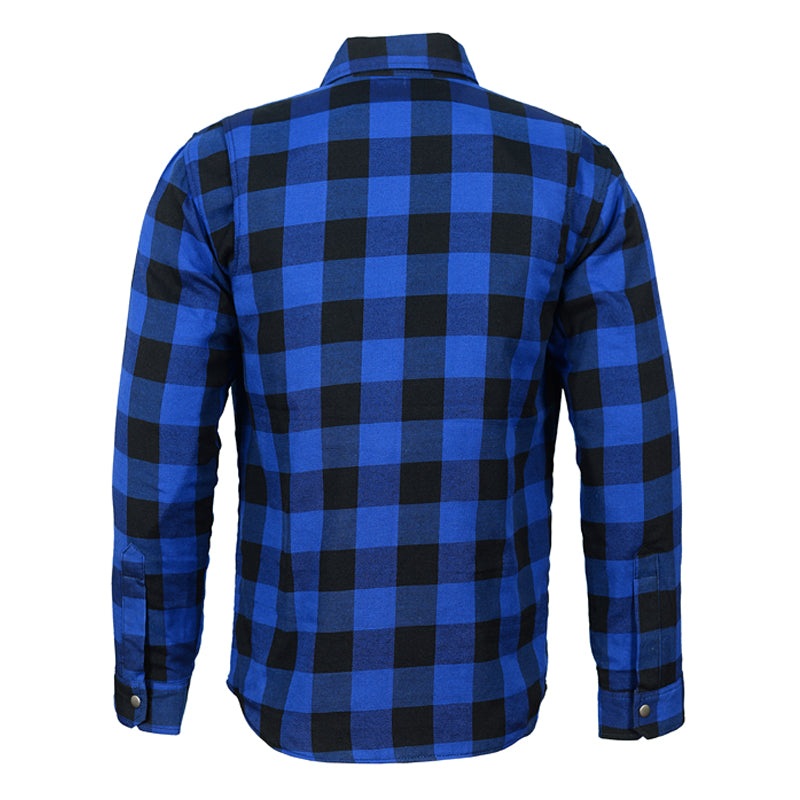 Blue Moto Rider armored motorcycle flannel shirt