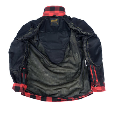 Red Moto Rider armored motorcycle flannel shirt