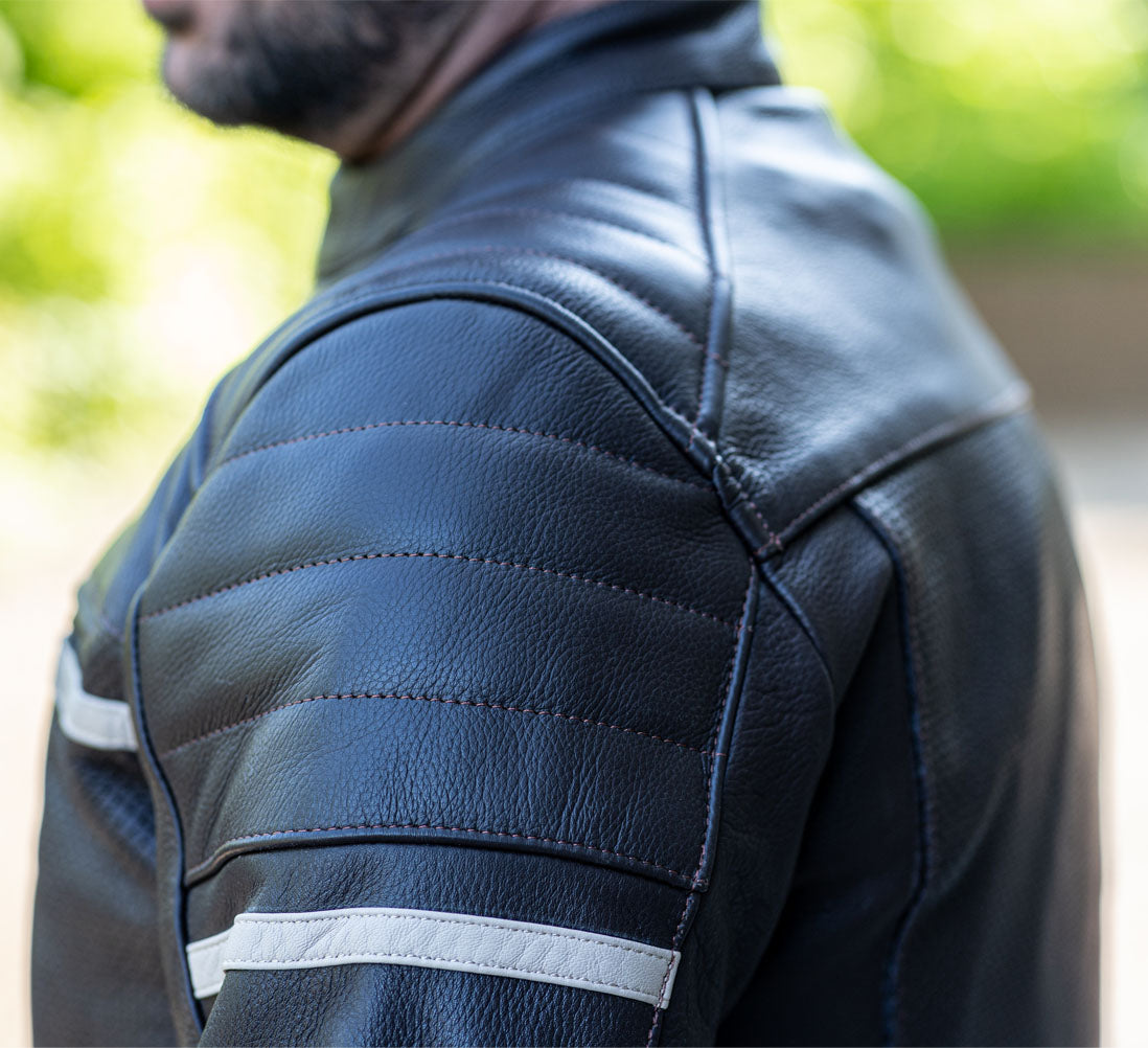 Black Cafe Racer Premium Leather Armored Motorcycle Jacket