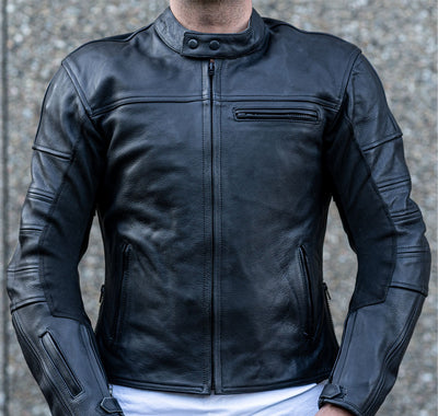 "The Real Racer" Black Premium Leather Armored Motorcycle Jacket