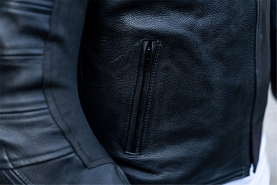 "The Real Racer" Black Premium Leather Armored Motorcycle Jacket