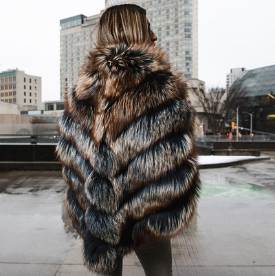 Women's Crystal fox fur cape/poncho