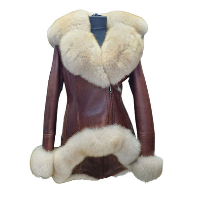 Gianna's brown shearling fur coat
