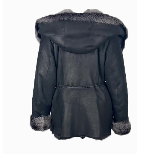 Michelle Toscana Shearling Jacket with Hood