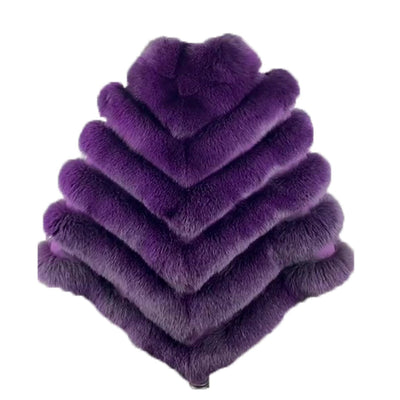 Women's Purple Fox Fur Cape/ Poncho